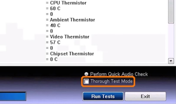 Paramètres du mode de test Dell